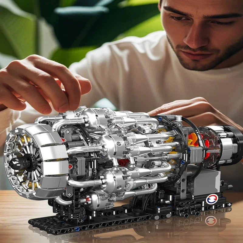 Mould King 10216 Modello di motore turbojet - Kit di costruzione fai-da-te da 1214 pezzi, regalo di Natale STEM per adolescenti e appassionati dell'aviazione