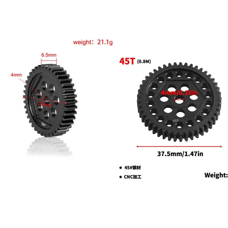 Детали для радиоуправляемого автомобиля, параметры 39T 0,8 M(32P), запчасти для радиоуправляемого гусеничного автомобиля Traxxas, детали для замены модели TRX4