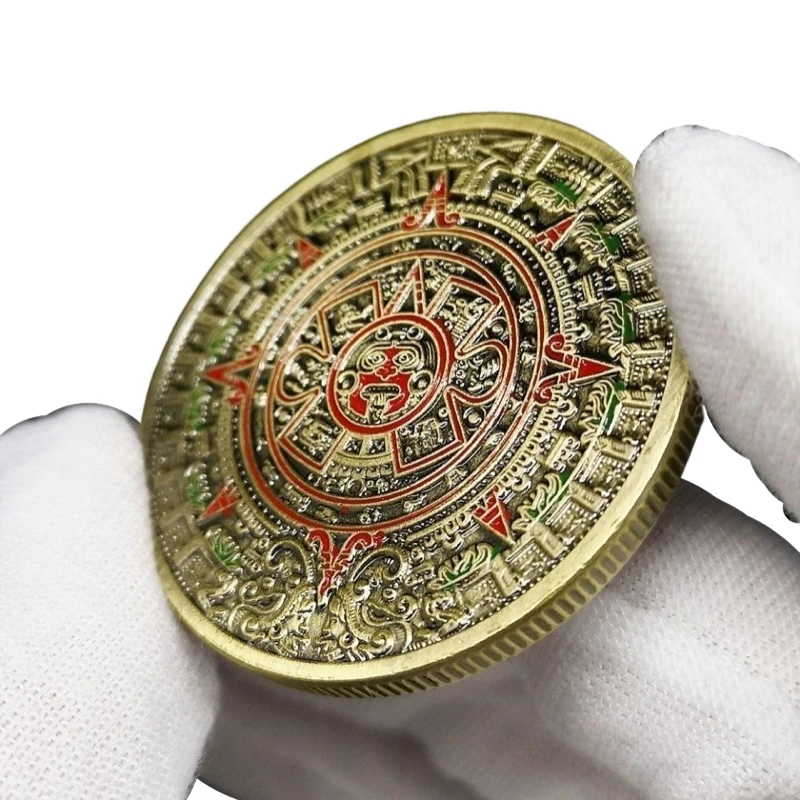 Mexico Mayan Aztec Coin Calendar Art Prophecy Culture Gold Coins Collectibles