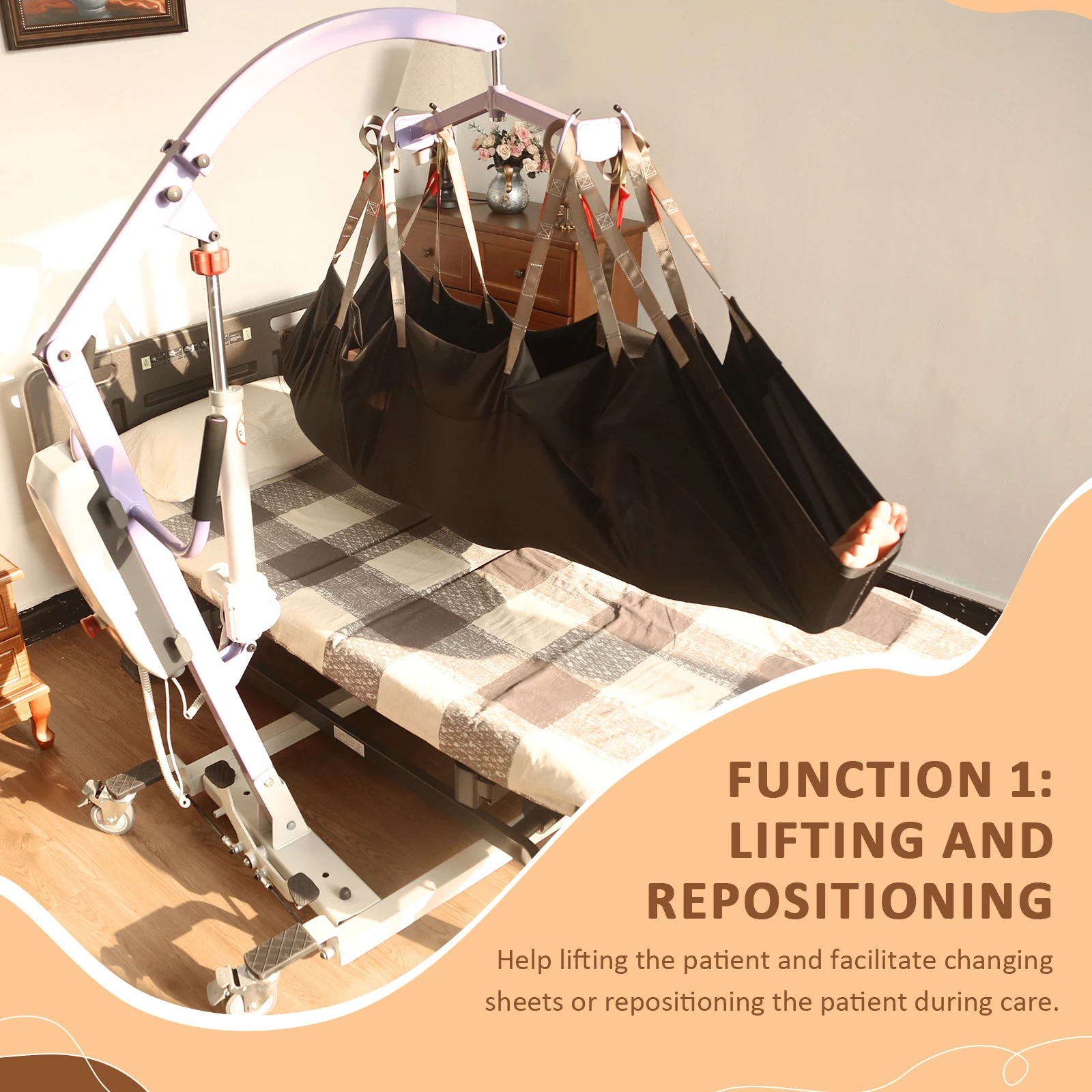Eslinga de Posicionamiento Suave EZ para Pacientes Discapacitados, Asistencia de Transferencia de Cuerpo Completo, Eslinga Hoyer para Recién Nacidos o Enfermos Acampanados, SWL 500lbs