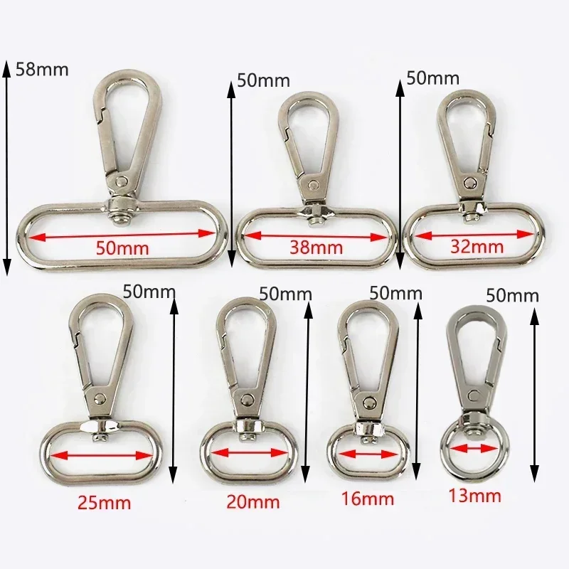 10/20Pcs 13-50mm Metal Carabiner Dog Collar Buckle Bag Strap Clip Hook Webbing Lobster Clasp Buckles Accessories for Handbags