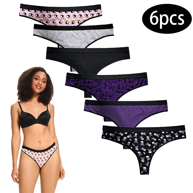 6pcs Women\'s Thongs Very Sexy Women G-String High Waist Female Underpants Plus Size T Panties Underwear Brazilian Lingerie