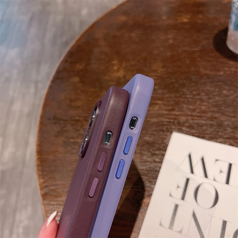 With Animation Original Leather Wrap Soft Silicone Phone Case for iPhone 13 12 Pro Max Magsafe Magnetic Wireless Charging