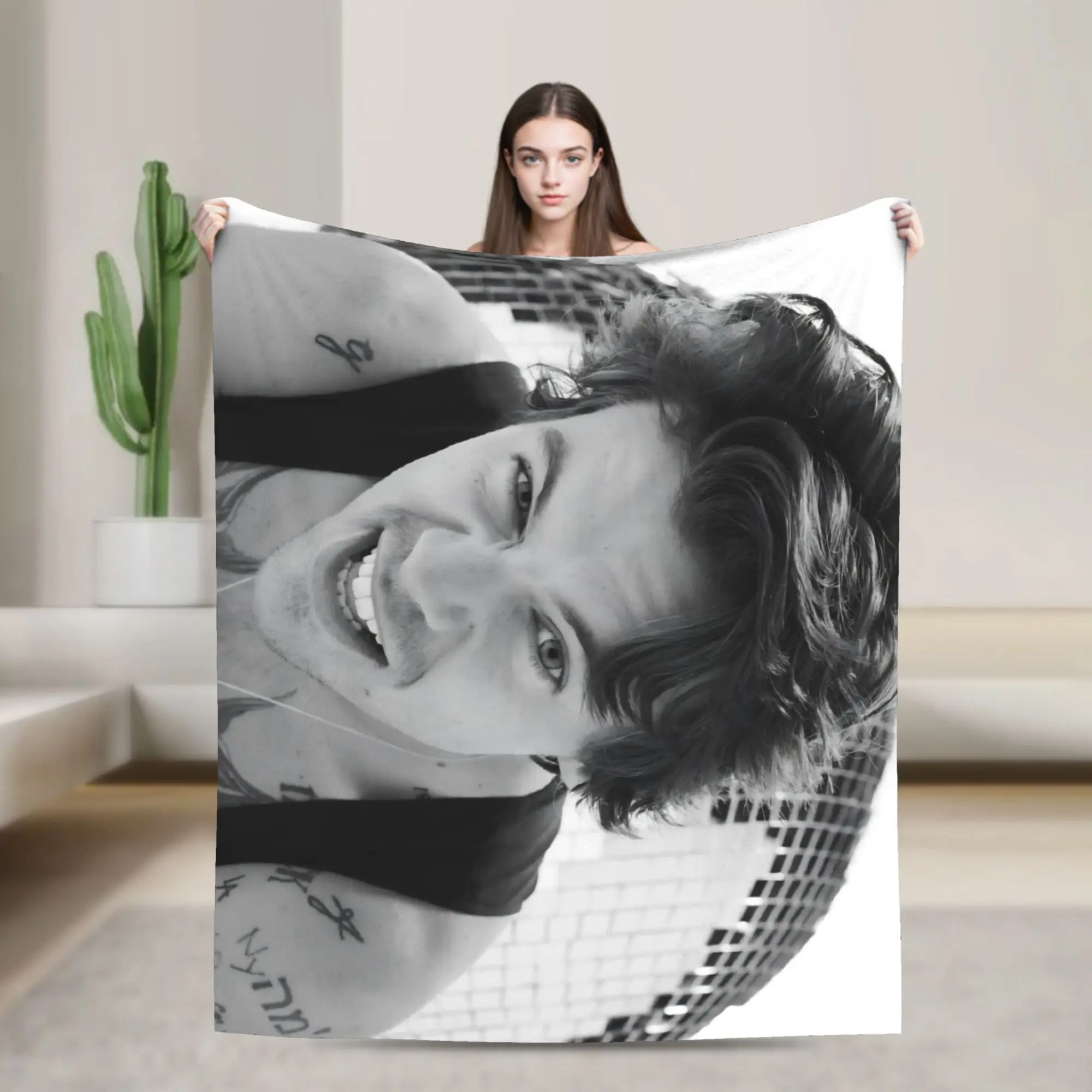Kiss All The Time Disco Blanket Harrys Music Styles Flannel Funny Soft Throw Blanket for Bed Sofa Textile Decor