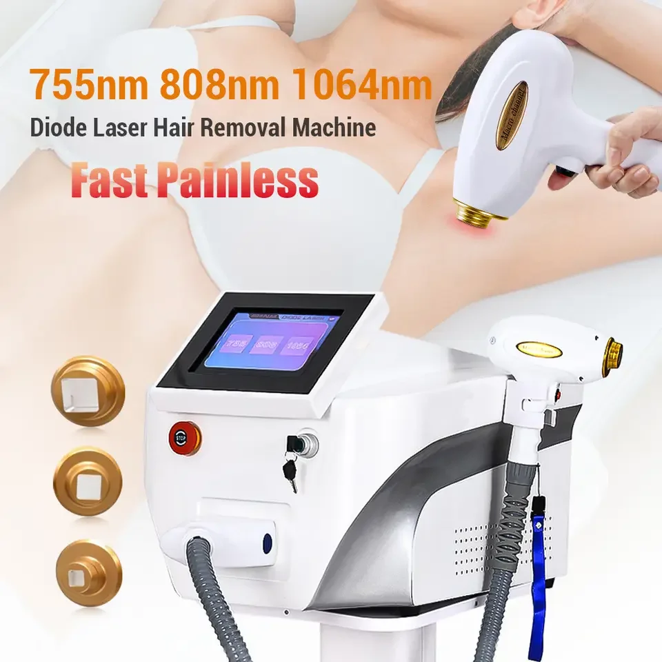 

Lazer Hair Removal 3 Wavelength 755nm 808 nm 1064nm Fast Painless Air Cooling Permanent Diode Laser Hair Removal Machine