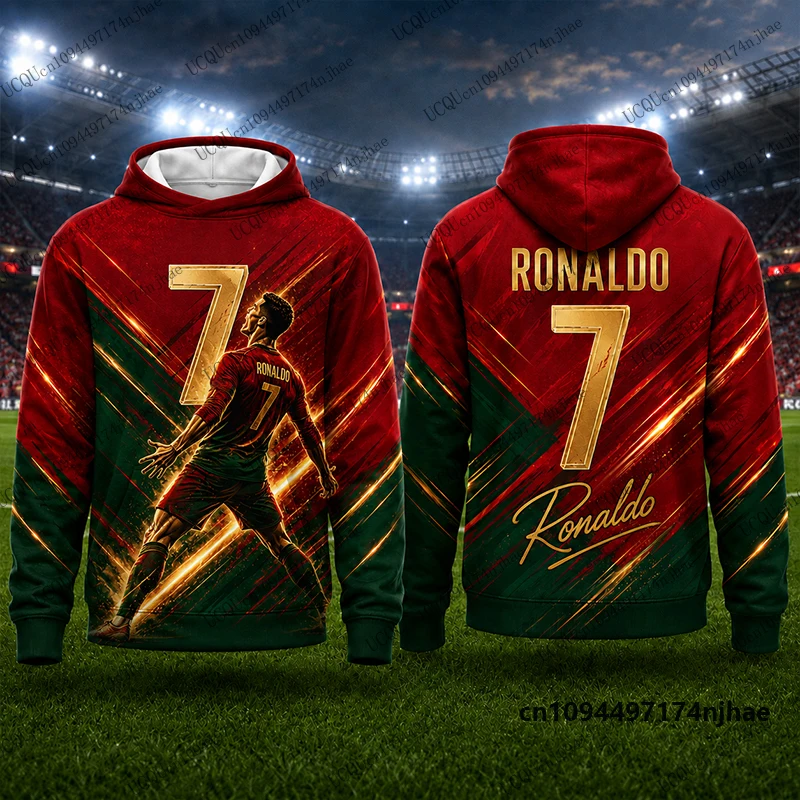 Neuer 2026 Special Ronaldo # 7 bedruckte Hoodies für Kinder, Herbst, Langarm-Sportbekleidung, Fußball-Pullover, Sport-Oberteile für Kinder/Erwachsene – Detail 8