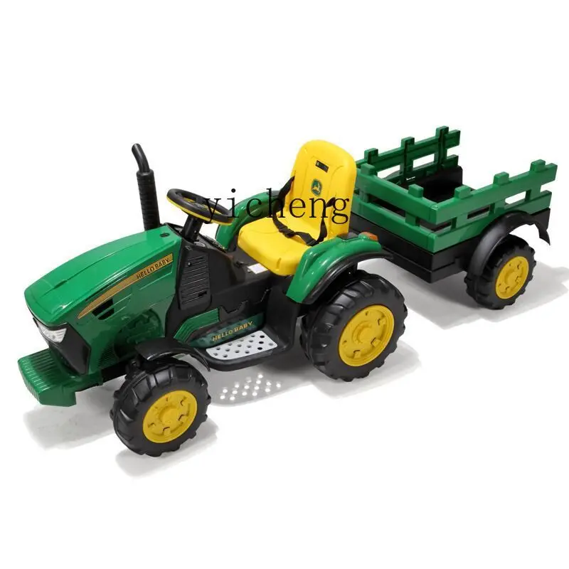 YY Children\'s Electric Tractor with Bucket and Can Can Sit Four-Wheel Toy Tractor