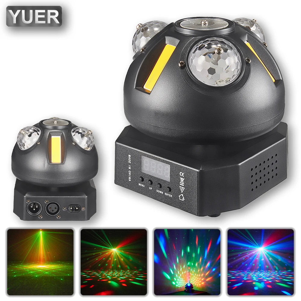 YUER 60W LED Stage Light 3X3W RGB Magic Ball+Golden+RG Laser+Strobe Effect With Remote Control DMX512 For DJ Disco Xmas Bar Club