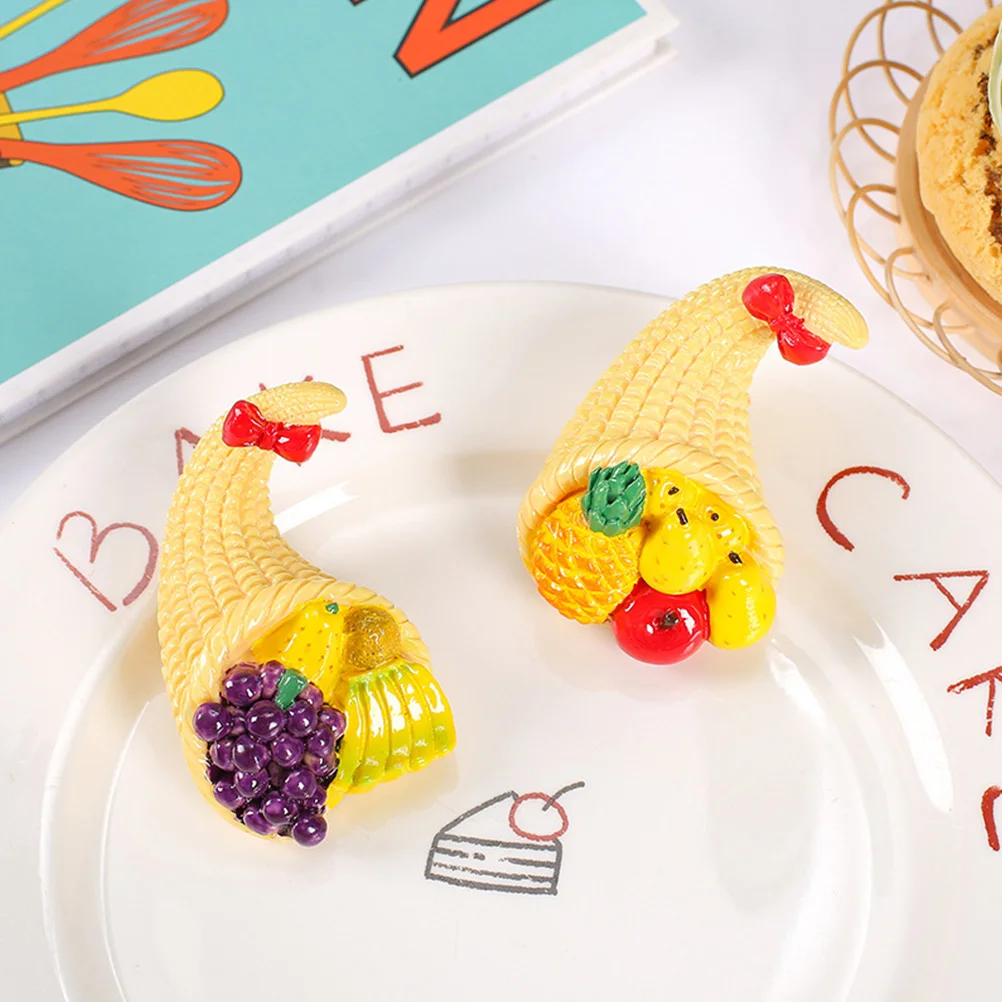 

4 Pcs Resin Vegetable Basket House Decor Miniature Fruit Models Simulation Craft Toys DIY Fake Food Play Accessories Smooth