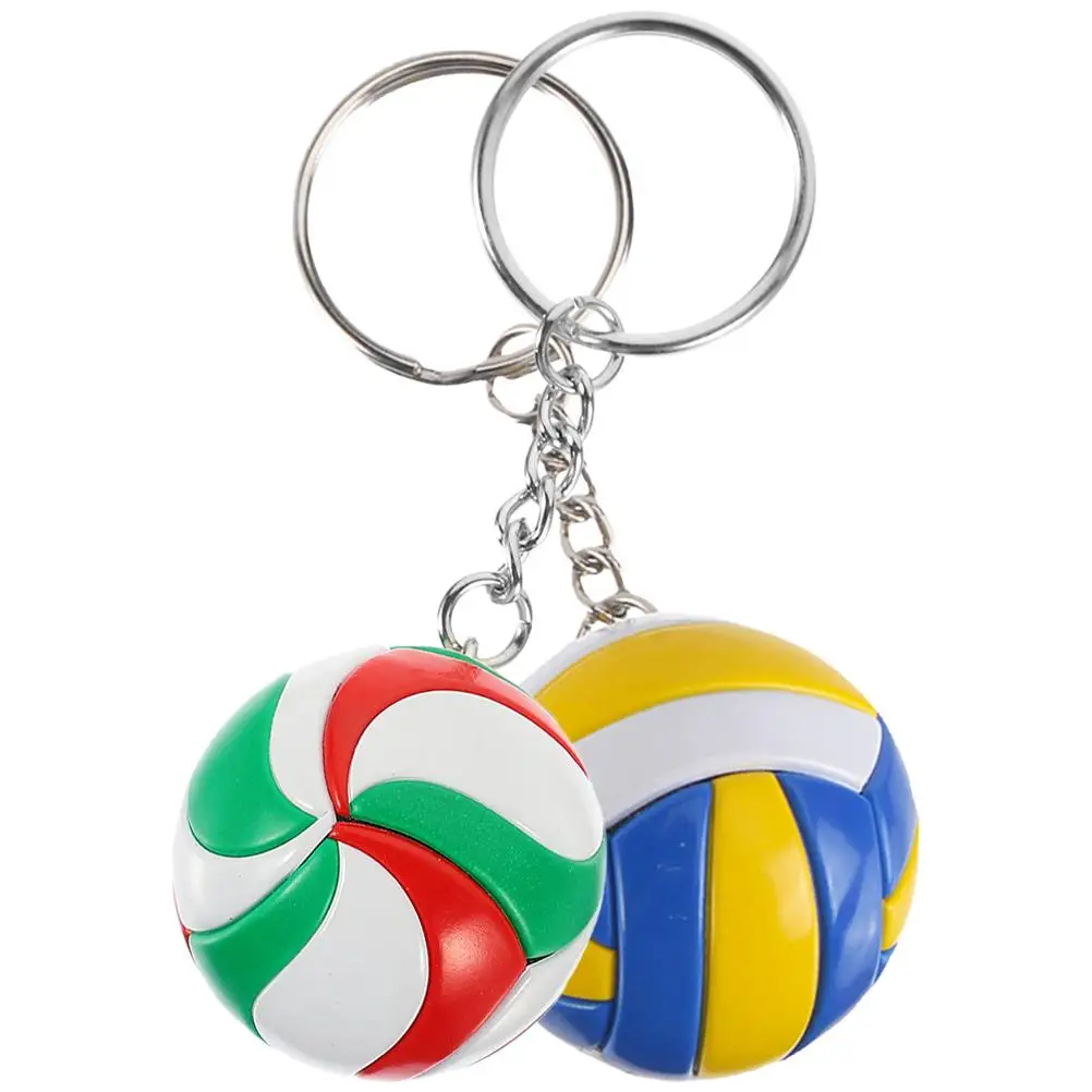 2 Pcs Volleyball Model Toy Cartoon Key Chain Keychain Exquisite Bag Pendant Alloy Adorable Student Favors