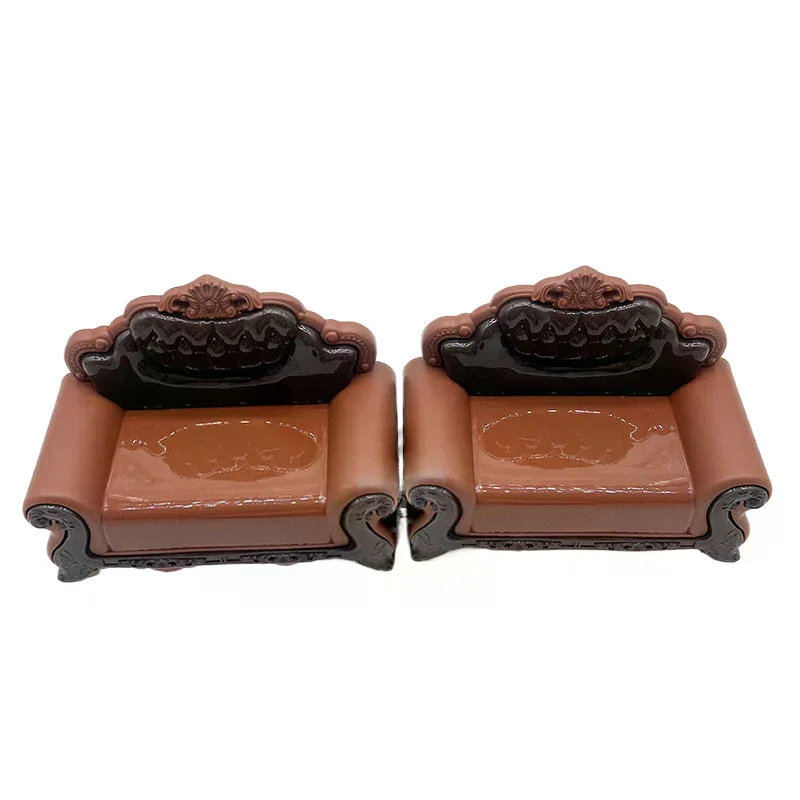 Maison de poupée Miniature, Simulation de canapé de Style européen, modèle de meubles, accessoires pour maison de poupée, jouets de décoration de salon, 1/12