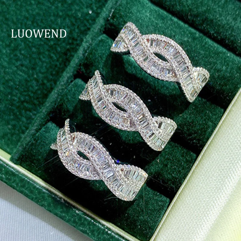 

Кольца LUOWEND из 100% белого золота 18 карат, модное обручальное кольцо в форме креста 0,60 карата с настоящим натуральным бриллиантом для женщин, свадебные украшения