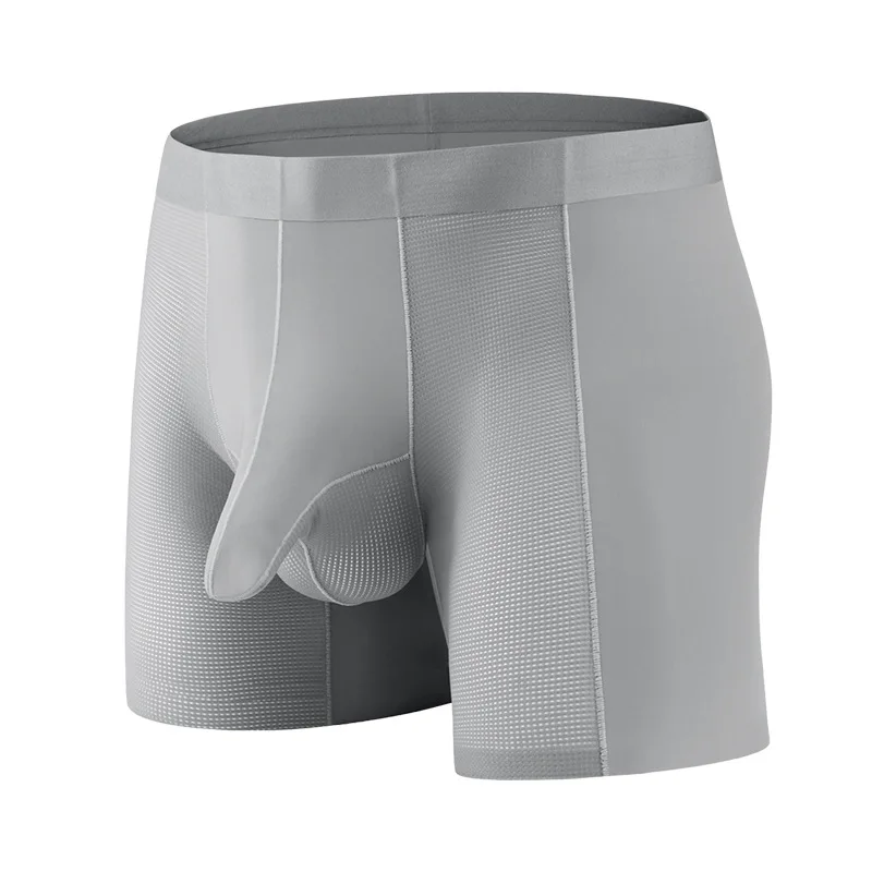 Boxer à jambes longues pour hommes, Ice InjSexy U Penis Powder, sous-vêtements de sport éléphant antarctique, culotte respirante, caleçon allongé