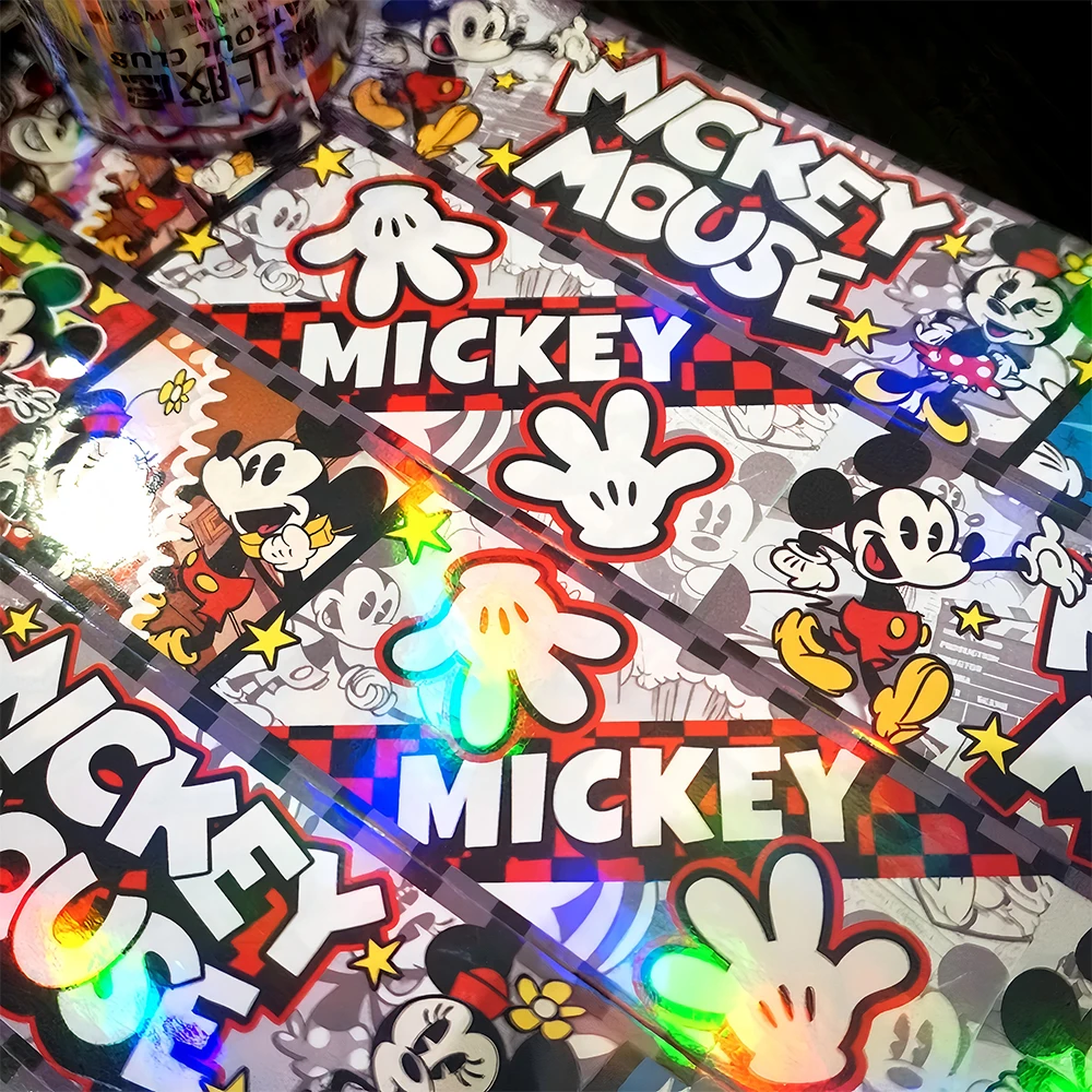 5 Metrów/Rolka Disney Anime Myszka Miki Kreskówka Taśma Laserowa Naklejki Artykuły Papiernicze Walizka Telefon Laptop Śliczne Naklejki dla Dzieci Prezent Dekoracja
