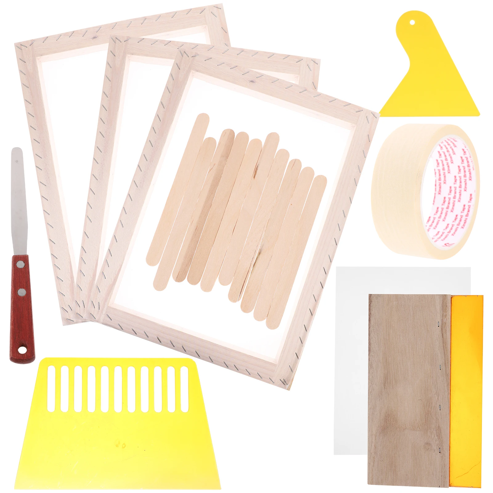 

Screen Printing Kit DIY Frame Wood Tools Reusable Portable Washable Fabric Banner T-Shirt Painting Supplies Art