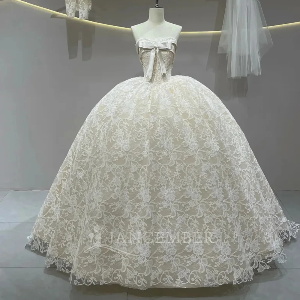 

Customized Luxury Ball Gowns Strapless Sparkling Princess Lace Up Back Wedding Dress Bridal Strapless Bridal Dress robe de marié