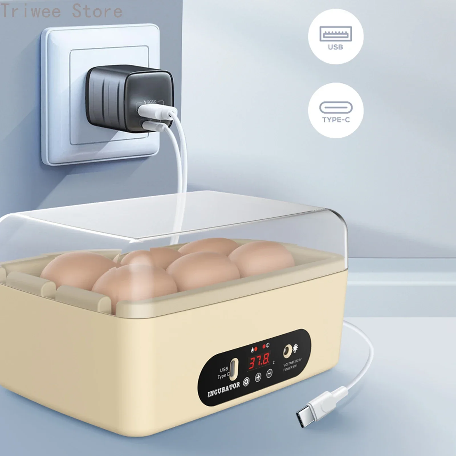 Mini 6 Egg Incubator Automatic Intelligent Egg Hatcher Machine Electric for Chicken Birds Duck Goose egg Small Hatcher