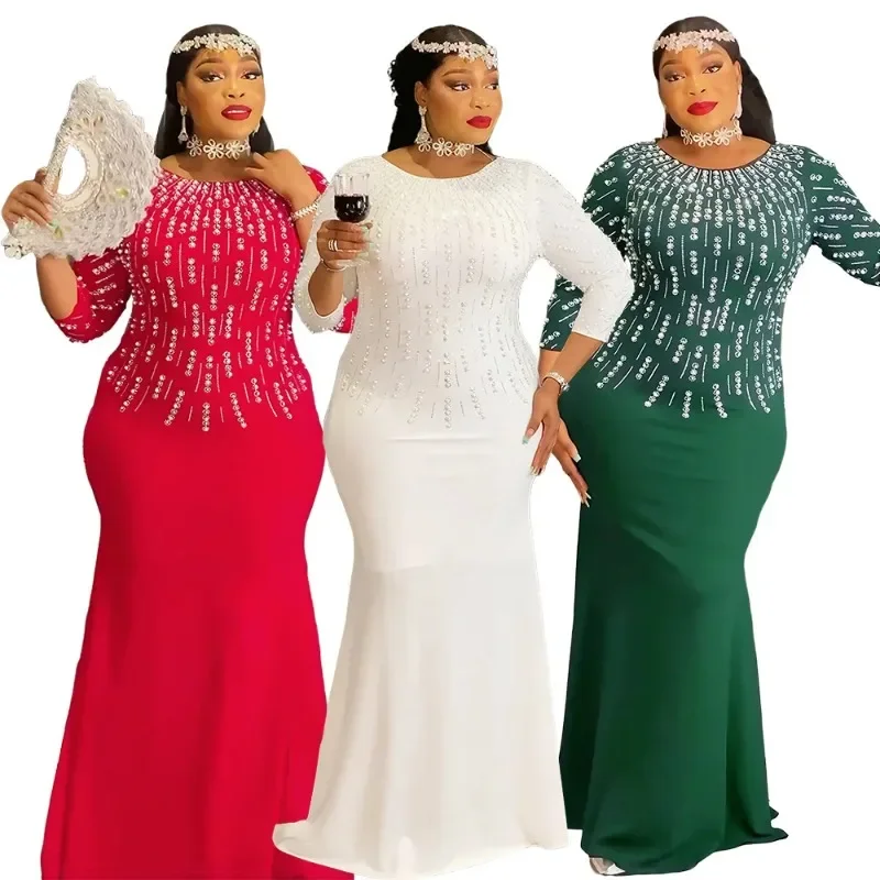 

Elegant African Evening Dresses for Women Dashiki Ankara Outfits Robe Plus Size Wedding Party Long Maxi Dress 2025 Christmas