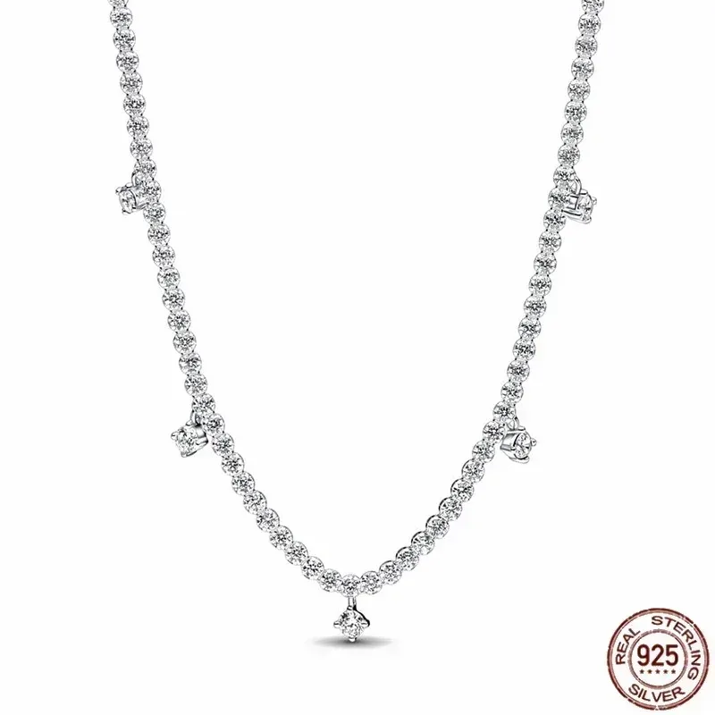 Hot selling 925 silver zircon women's heart-shaped pendant necklace, exquisite holiday gift