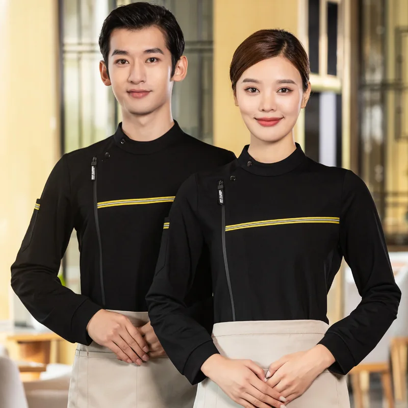 

Yellow Ribbon Sweater Long Sleeve Waiter Workwear Hot Pot Restaurant Shopping Mall Front Desk Store Tooling Barbecue Milk Tea Ca