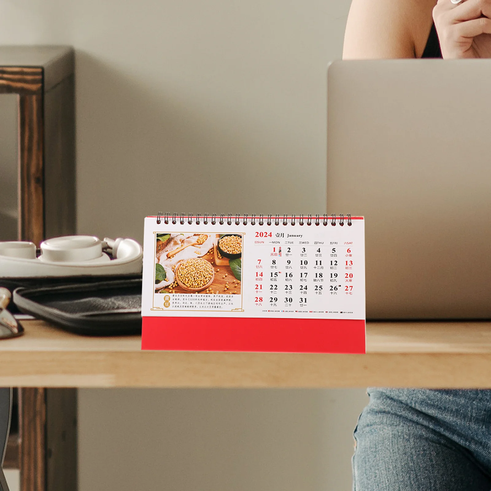 

Mini Desktop Calendar 2024 Chinese Style Exquisite Design Daily Use Standing Decorative Home Office Flip Calendar for Desk