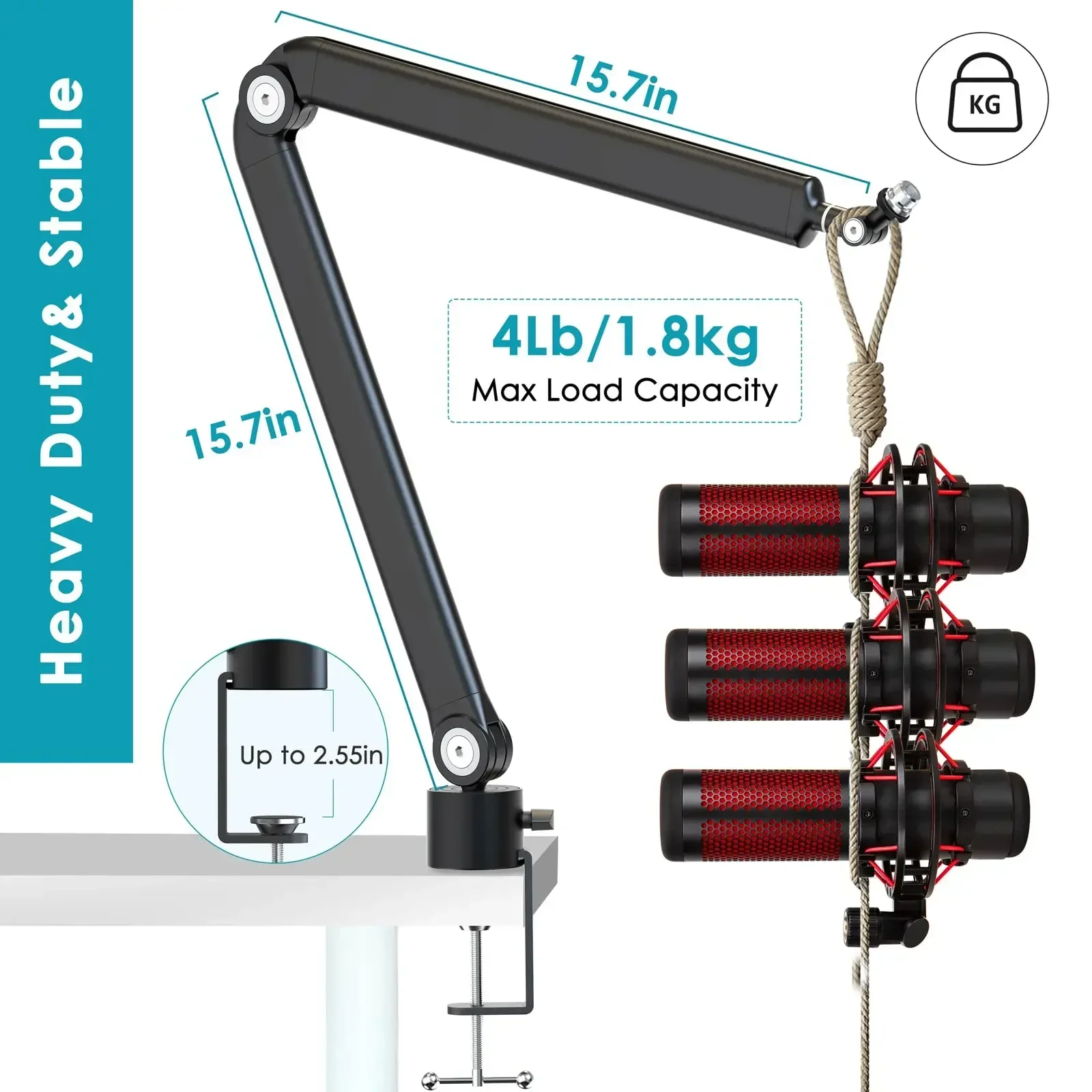 

Condenser Microphone Recording Studio Scissor Arm Stand Adjustable Heavy Suspension Boom Microphone Stand for SM7B K688 K658 AM8