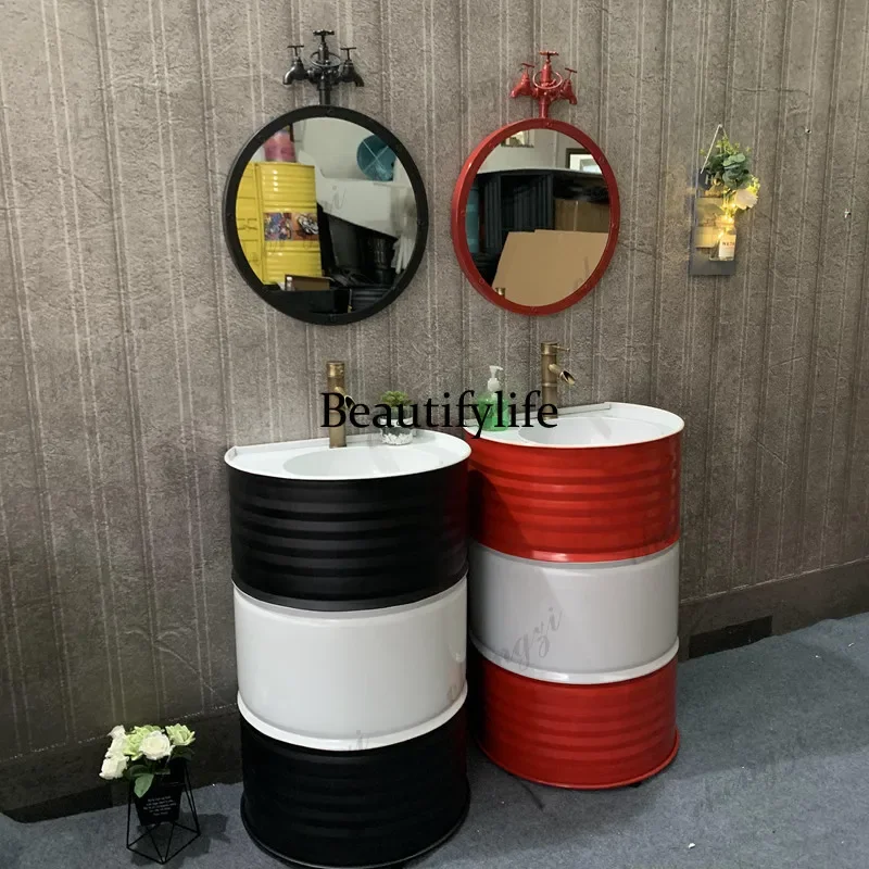 A17 Industrial style retro wash basin personalized creative bar wash basin oil drum column platform basin