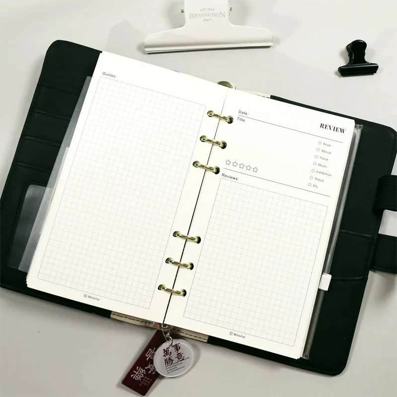 Fromthenon Minimalist Ledger Loose Leaf Paper 40 Sheets A6A7 Inner Pages Reading Watching Notes Loose Leaf Replacement Core
