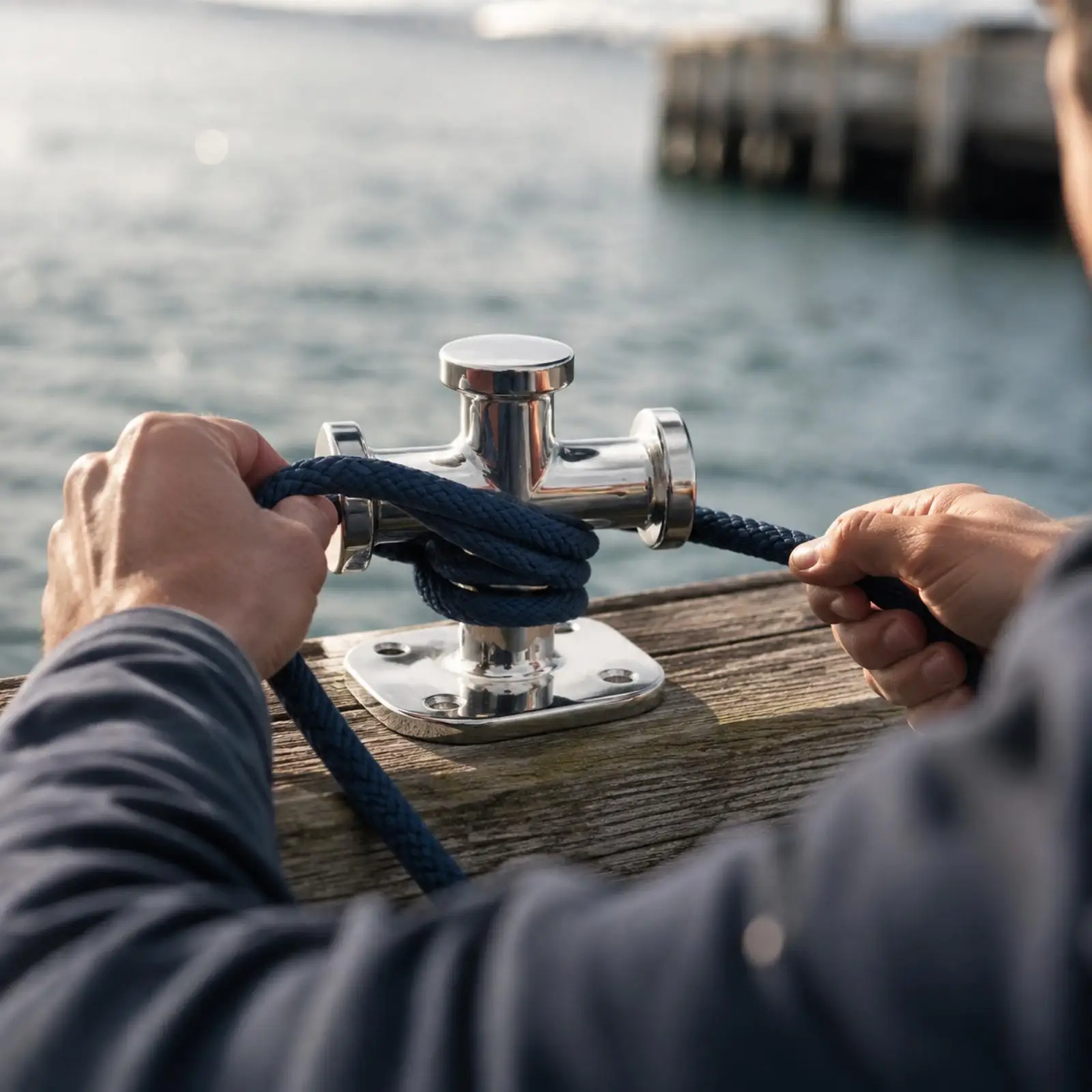 Single-Cross Marine Bollard Mirror Polished Single Cross Bitt Bollard Boating Hardware Corrosion-Resistant Rustproof
