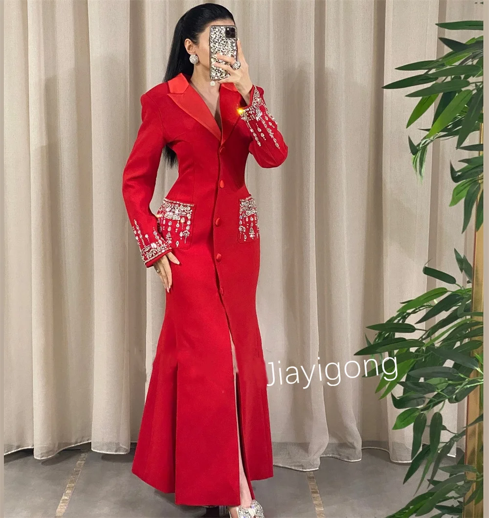 Customized Exquisite Jersey Pleat Sequined Button Trumpet V-neck Midi Dresses Bespoke Occasion Fashion Sizes Available