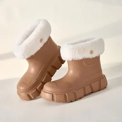 Waterproof snow boots detachable winter household plush insulation cotton shoes women's outdoor anti slip EVA thick sole boots