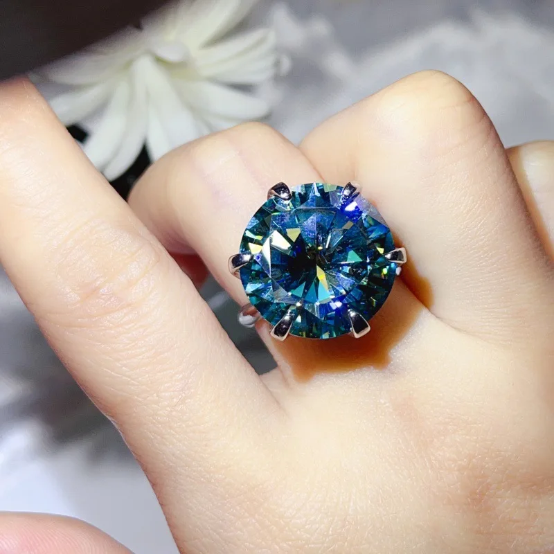 D Color VVS1 20CT Round Moissanite Solitaire Ring S925 Sterling Silver 6 Prong Setting Pass Diamond Tester GRA Certified Luxury Wedding Engagement Fine Jewelry For Women view 2