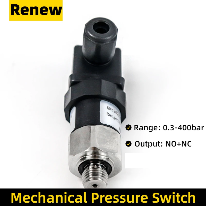 0-400bar Standard Mechanical Pressure Switch Stainless Steel Diaphragm Adjustable Oil Water Diaphragm Piston Pressure Control