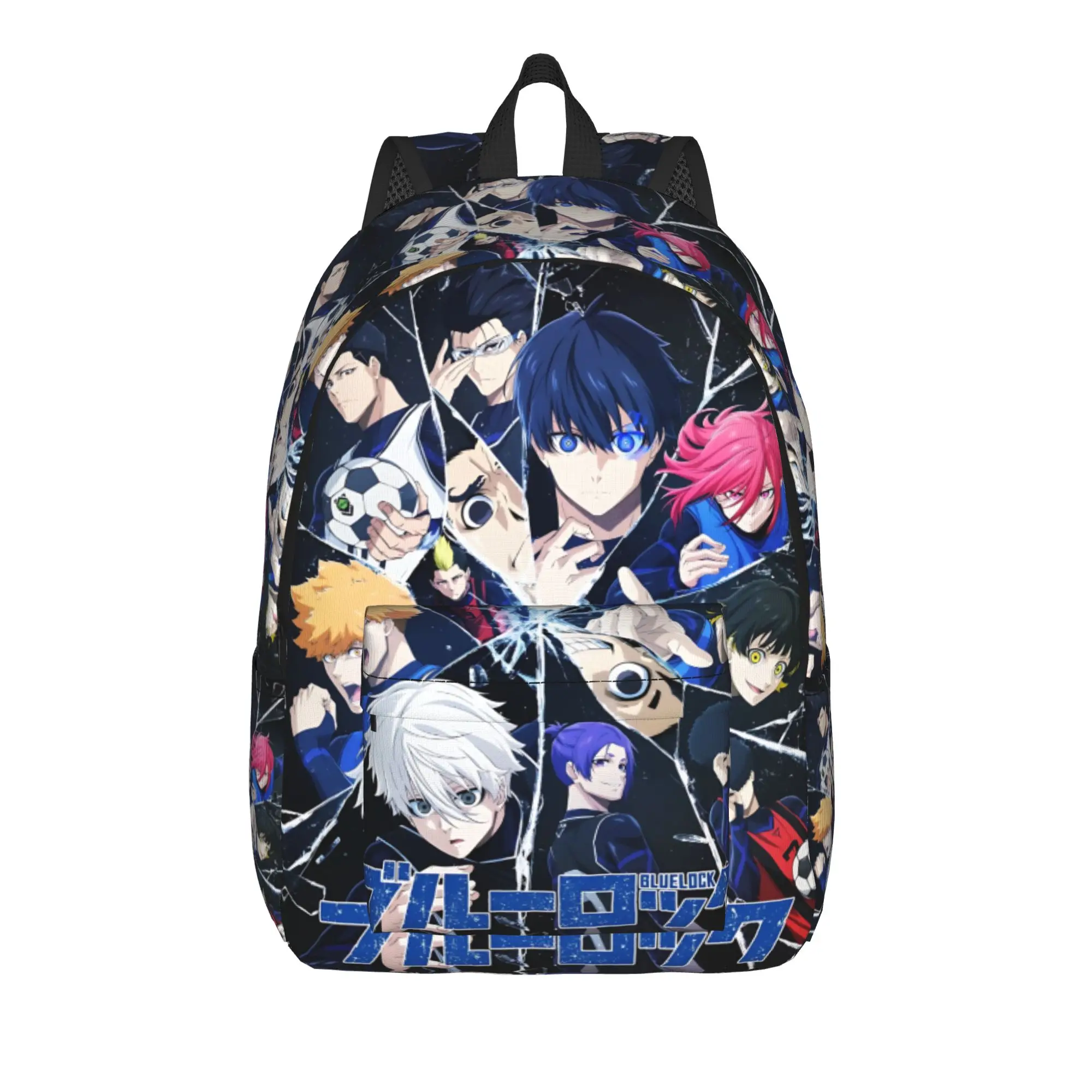 Fashion Blue Lock Football Anime Backpack  Mochilas Solid Journey Zipper Closure Rucksack