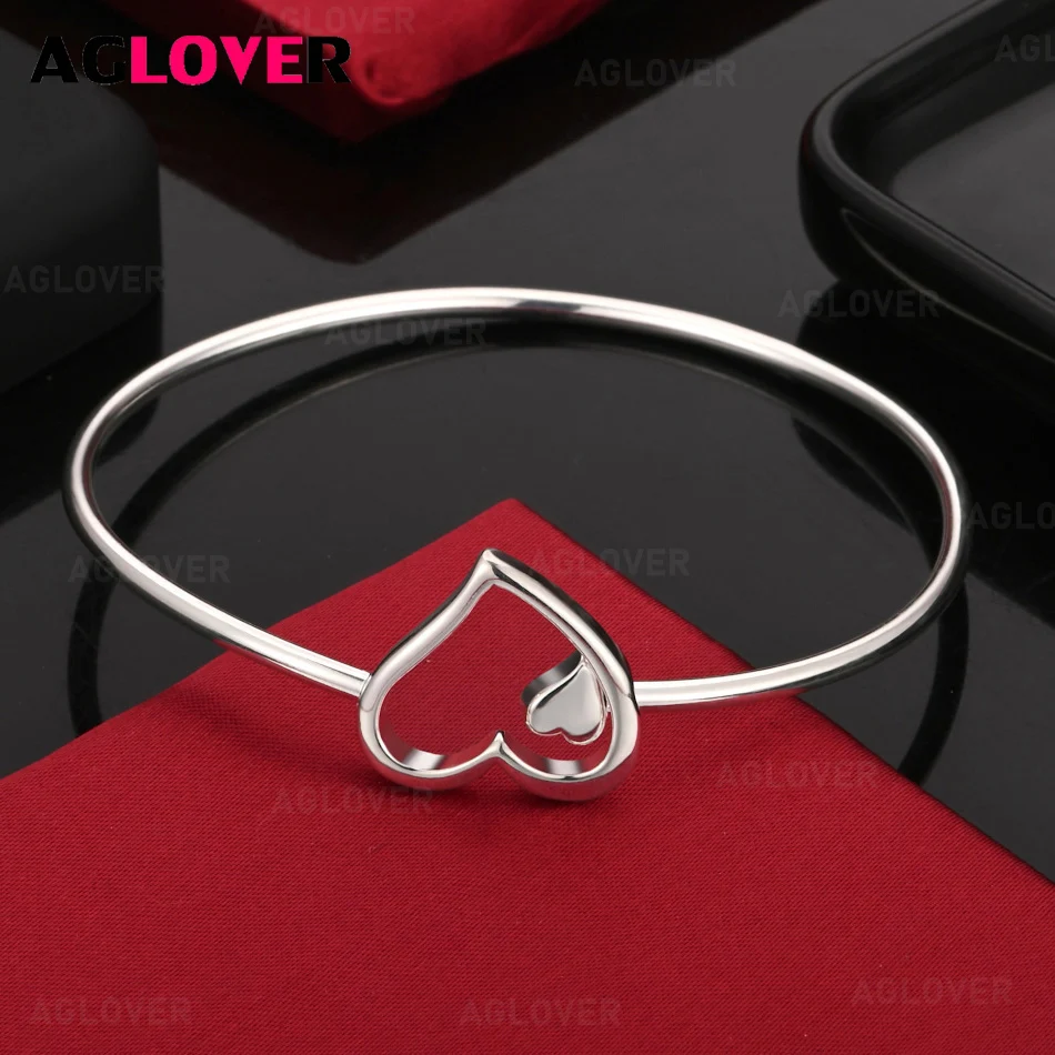 

AGLOVER 925 Sterling Silver Love Ring Closed Ring Bracelet Women Charm Fashion Engagement Jewelry