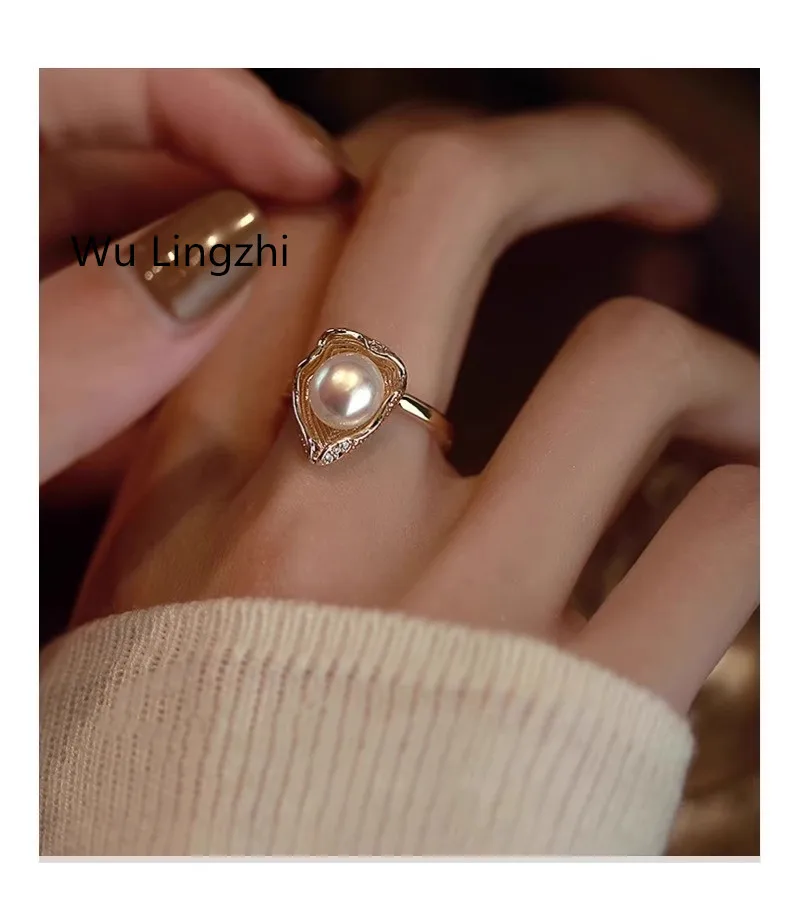 

Wu Lingzhi Korean Design Natural Pearl Ring Female Top Quality All Match Rings New Arrive