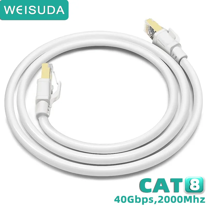 CAT8 Ethernet Cable 40Gbps 2000MHz Golden RJ45 for Outdoor Camera Video surveillance,PS5,Xbox,Router,Modem,Smart TV,PC