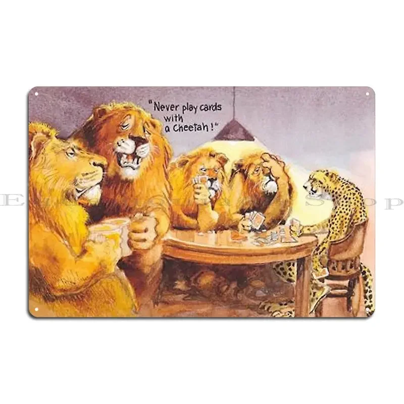 Animals Playing Poker Metal Sign Living Room Printed Cinema Party Wall Plaque Tin Sign Poster