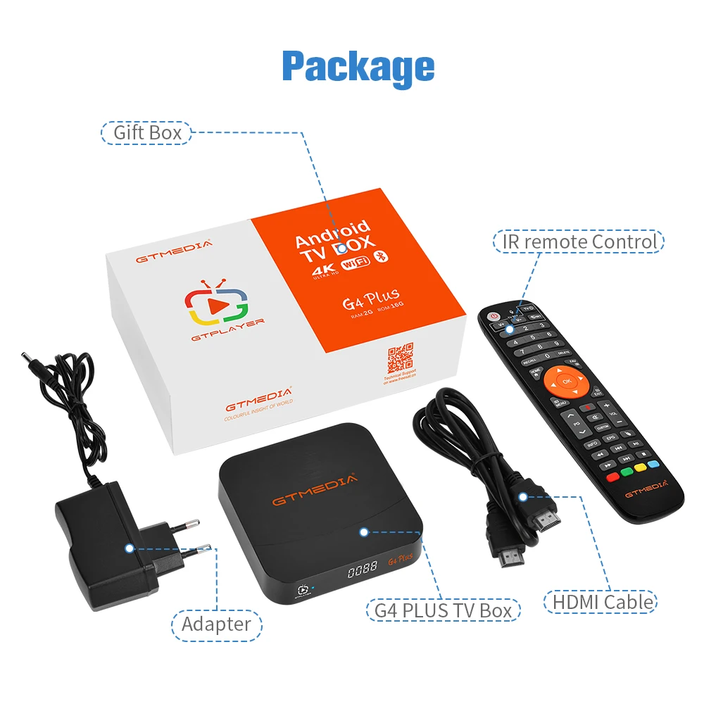 GTMEDIA G4 PLUS/G1 4K H.265/VP9 Android 11 TV Box, Amlogic S905W2 2GB+16GB Built-in Wifi 2.4G/5.8G+BT4.1 GTplayer TV Box