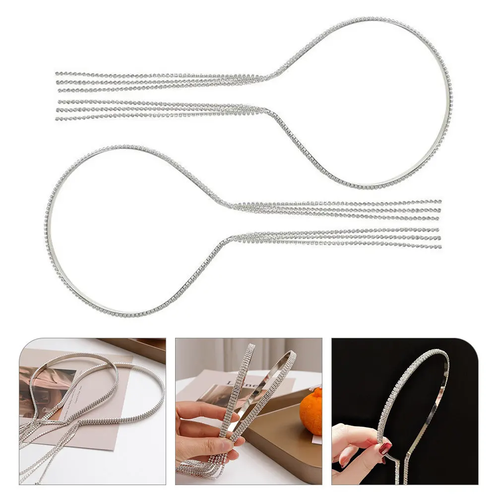 

2Pcs Rhinestone Tassel Hairbands Elegant Bridal Headband Wedding Party Hair Accessories Delicate Tassel Headpiece Women Hair