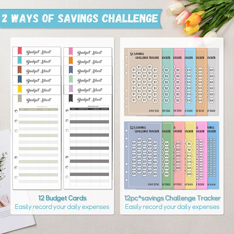 100 Days 100 Envelope Savings Challenge Saving Money Binder Savings Loose-leaf Notebook Cash Budget Organizer Save Money Game