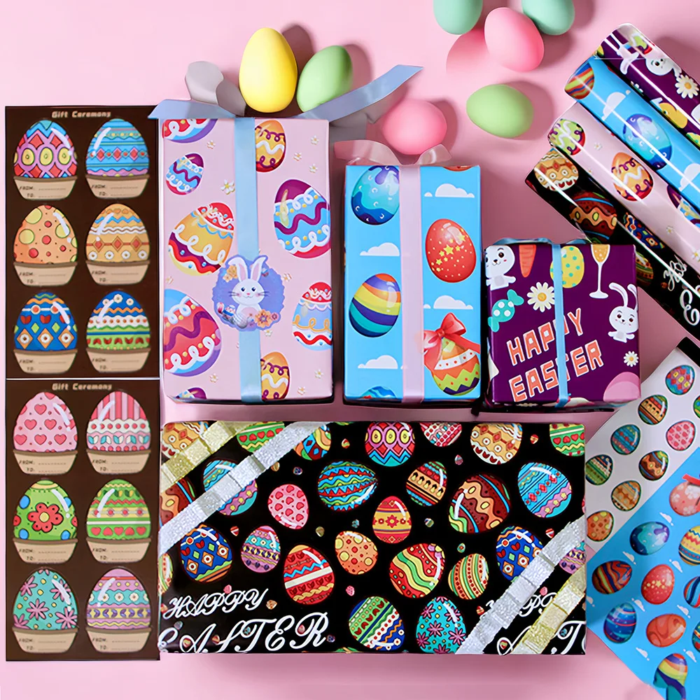 

1pc Cute Happy Easter Bunny Chick Egg Stickers Self-Adhesive for Gift Packaging Decoration