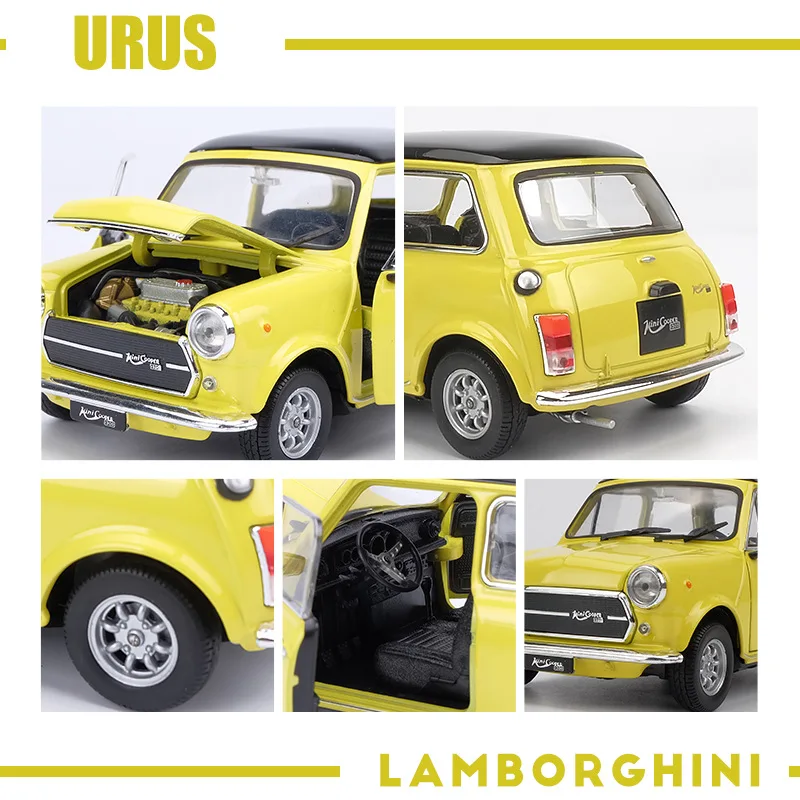 welly 1:24  Mini Cooper 1300 white car alloy car model simulation car decoration collection gift toy Die casting model boy