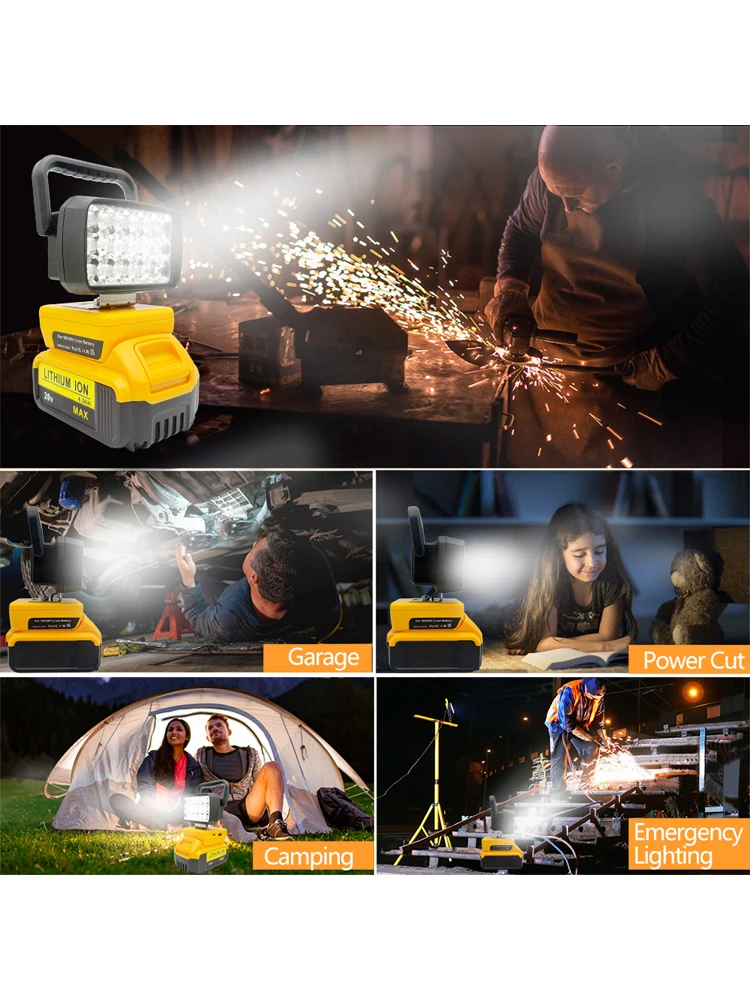 Lanternes portables à 18 perles, projecteur, lampe de travail pour Makita BL1830, Milwaukee, Dewalt, batterie Li-ion Ryobi