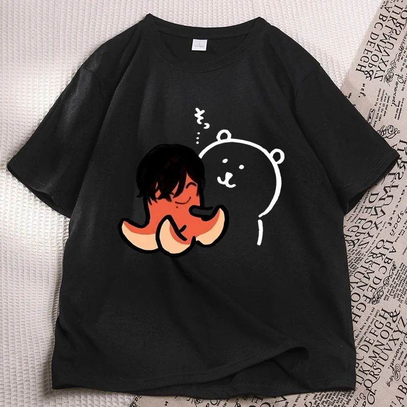 Joke Bear Print T Shirt for Men Women Summer Cotton T Shirts O-Neck Printed Tee Shirt Woman Clothing Streetwear Loose Tees