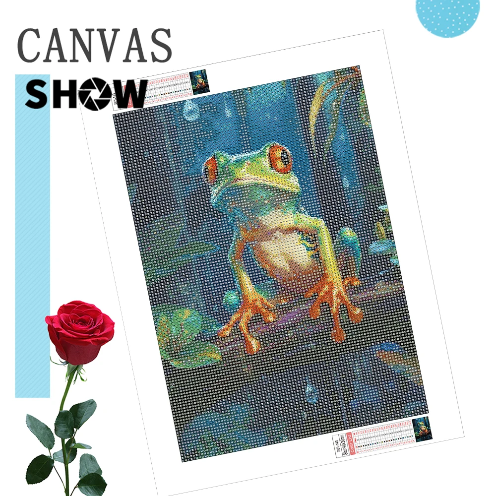 AZQSD Diamond Painting Frog Animal Cross Stitch Full Square Round Drill Embroidery Sale Forest Home Decor Rhinestones  30x40cm