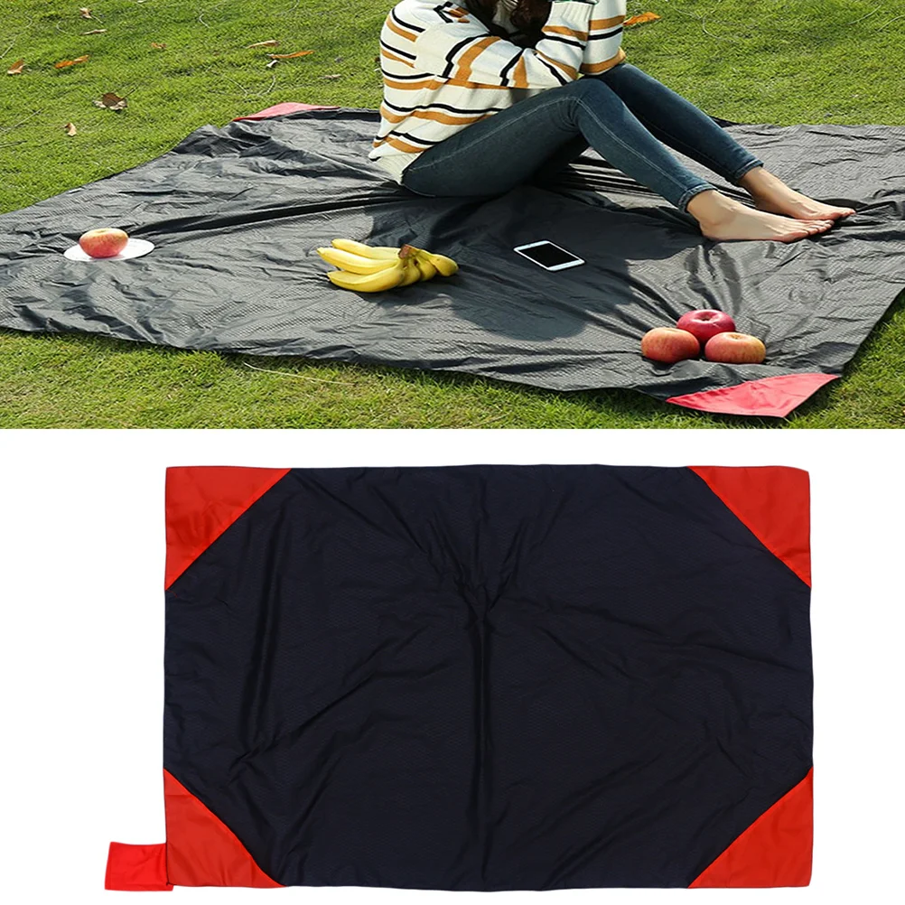 

Black Nylon Picnic Blanket Outdoor Ultralight Portable Camping Pocket Beach Blanket Waterproof Durable Lightweight