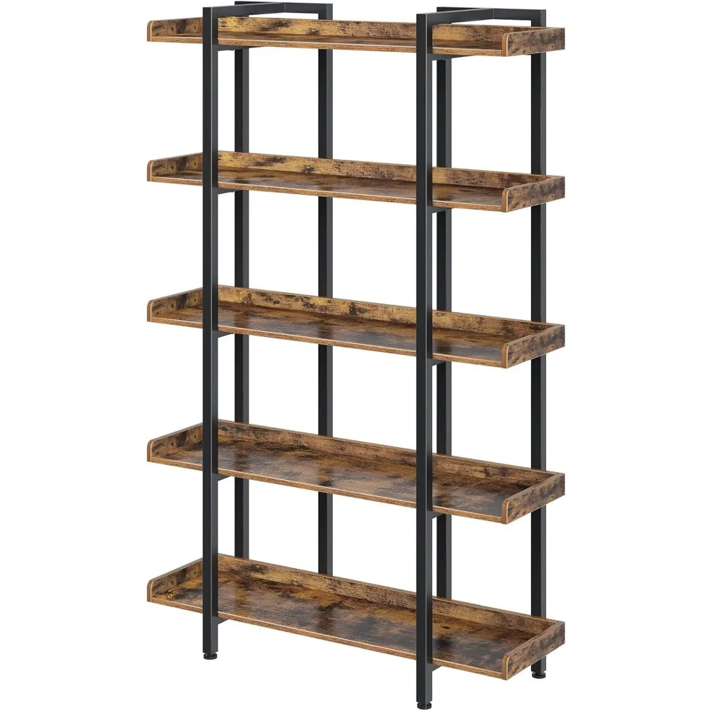 Bookshelf 5-Tier, 71.8’’H Industrial Book Shelf, Large Bookcases and Bookshelves with Open Shelves, Open Display Shelv