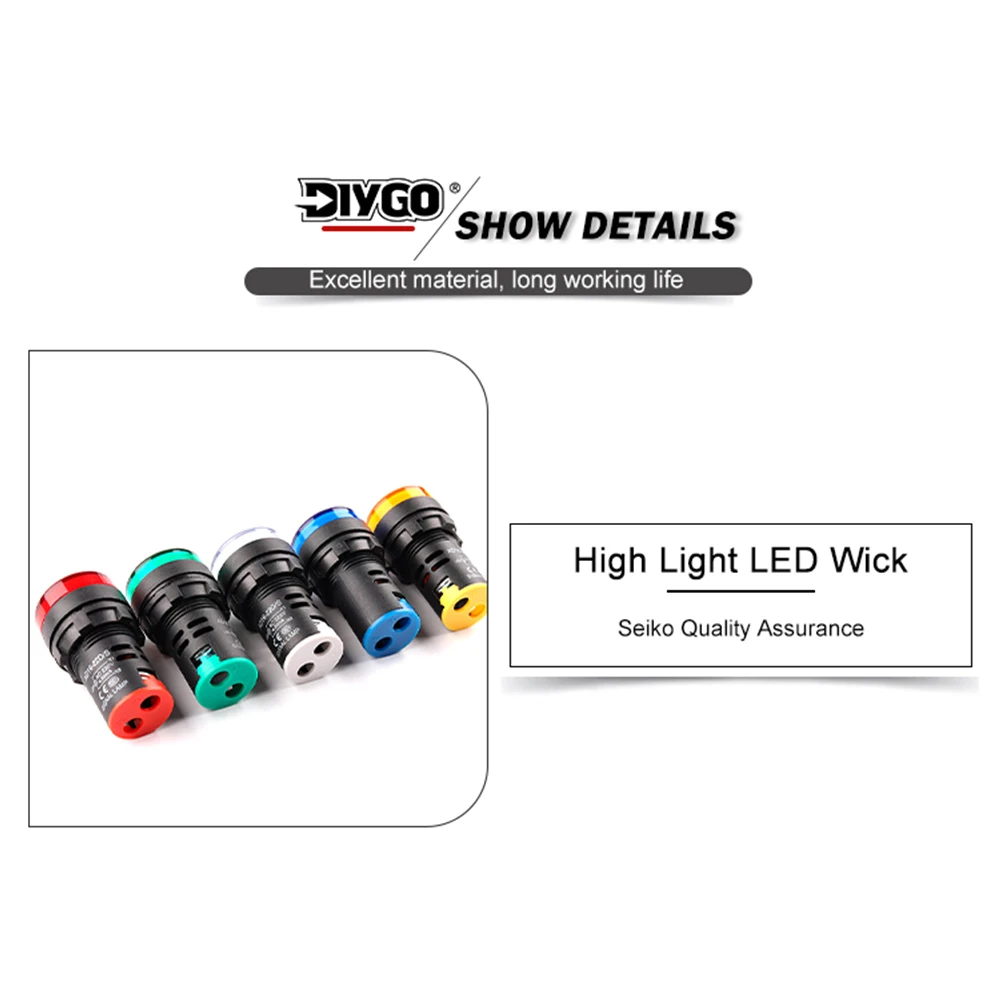 1PCS AD16-22 22mm LED Power Indicator Panel Mount Pilot Signal Light Lamp 12V 24V 110V 220V 380V Red Blue White Green Yellow image 3