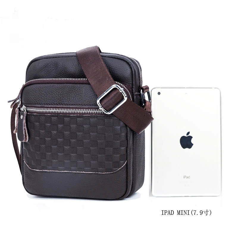 Bolso de hombro cruzado de cuero de vaca genuino para hombres, Mini bolsillo, iPad informal de negocios, Simple, suave